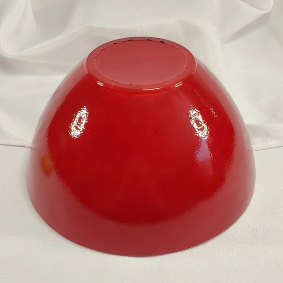 SEA Glasbruk Kosta Boda Sweden Art Glass Blown Bowl Red W/ White Smoke Painted - Picture 9 of 12